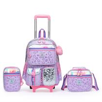Kit Mochila Rodinhas Espaçosa Escolar Estojo Lancheira