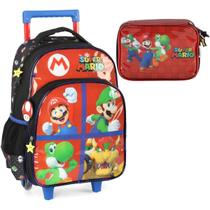 Kit Mochila Rodinhas Estojo Box Super Mario Bros Luigi Escolar Infantil Luxcel Kit Mochila Rodinhas Estojo Box Super Mario Bros Luigi Escolar Infantil Luxcel