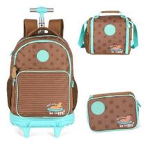 Kit Mochila Rodinhas Estojo E Lancheira Up4You Capivara Fofa - Luxcel
