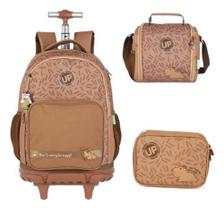 Kit Mochila Rodinhas Estojo E Lancheira Up4You Capivara Fofa - Luxcel