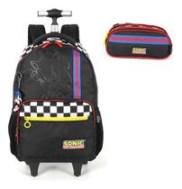 Kit Mochila Rodinhas Estojo Original Sonic C/ Chaveiro Kit Mochila Rodinhas Estojo Original Sonic C/ Chaveiro