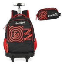 Kit Mochila Rodinhas Estojo Triplo Up4You Enaldinho - Luxcel