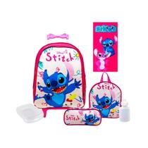 Kit Mochila Rodinhas Feminina Infantil Lilo E Stitch Kit Mochila Rodinhas Feminina Infantil Lilo E Stitch