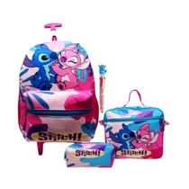 Kit Mochila Rodinhas Feminina Infanto Juvenil Lilo Stitch - Mosaner Store