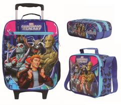 Kit Mochila Rodinhas G Lancheira Estojo Guardiões da Galáxia Dmw 11444