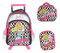 Kit Mochila Rodinhas Giros 360 Com Led Barbie