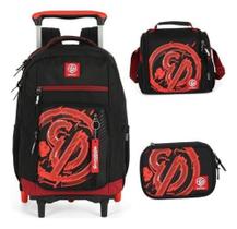 Kit Mochila Rodinhas Haste Dupla Lancheira Estojo Enaldinho - Luxcel