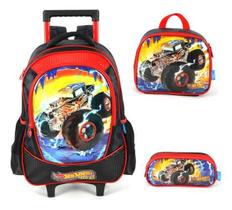 Kit Mochila Rodinhas Hot Wheels Monster Trucks Kit Mochila Rodinhas Hot Wheels Monster Trucks