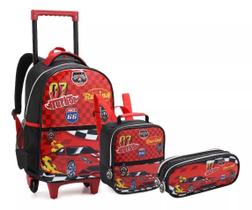 Kit Mochila Rodinhas Infantil Carro Escolar Pista De Corrida Kit Mochila Rodinhas Infantil Carro Escolar Pista De Corrida