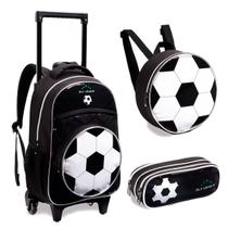 Kit Mochila Rodinhas Infantil Masculina Escolar Bola Futebol