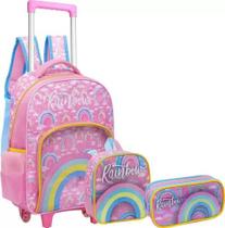 Kit Mochila Rodinhas Infantil Meninas Rainbow Arco-íris G Kit Mochila Rodinhas Infantil Meninas Rainbow Arco-íris G