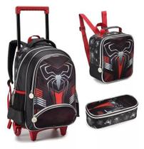 Kit Mochila Rodinhas Infantil Menino Dark Spider 2023 - Denlex