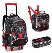 Kit Mochila Rodinhas Infantil Menino Dark Spider 2023 - Denlex