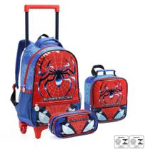 Kit Mochila Rodinhas Infantil Menino Super Spider Seanite