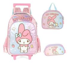 Kit Mochila Rodinhas Infantil My Melody E Kuromi Cinnamoroll - Luxcel
