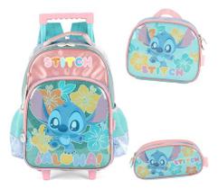 Kit Mochila Rodinhas Infantil Original Stitch Aloha