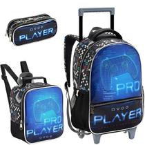 Kit Mochila Rodinhas Infantil Play Lancheira Estojo Escolar