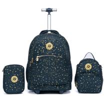 Kit Mochila Rodinhas Juvenil Feminina Escolar Resistente Escolar
