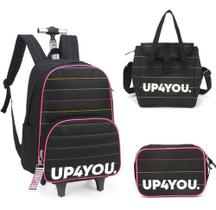 Kit Mochila Rodinhas Juvenil Puxador Gigante Up4you
