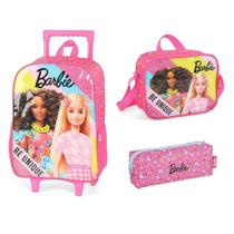 Kit Mochila Rodinhas + Lancheira + Estojo Be Unique - Barbie