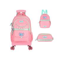 Kit Mochila Rodinhas Lancheira Estojo Escolar Stitch Disney