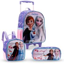 Kit Mochila Rodinhas Lancheira Estojo Frozen Disney Xeryus