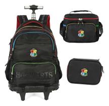 Kit Mochila Rodinhas Lancheira Estojo Harry Potter Hogwarts