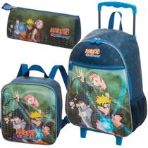 Kit Mochila Rodinhas Lancheira Estojo Infantil Escolar Menino Naruto Time 7 Pacifc