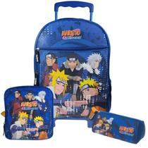 Kit Mochila Rodinhas Lancheira Estojo Infantil Naruto Leaf