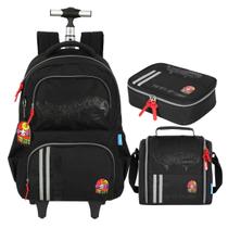 Kit Mochila Rodinhas Lancheira Estojo Juvenil Hot Wheels PT