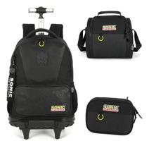 Kit Mochila Rodinhas Lancheira Estojo Original Sonic