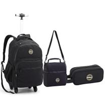 Kit Mochila Rodinhas Lancheira Estojo Para Laptop Shock