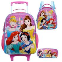 Kit Mochila Rodinhas Lancheira Estojo Princesas Xeryus 11560