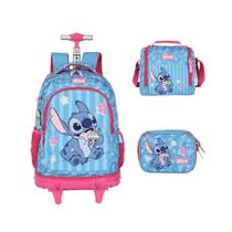 Kit Mochila Rodinhas Lancheira Estojo Stitch Disney Escolar Kit Mochila Rodinhas Lancheira Estojo Stitch Disney Escolar