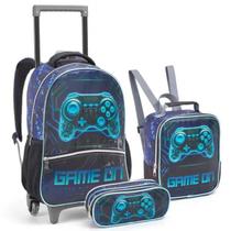 Kit Mochila Rodinhas Lancheira Estojo Video Game Infantil Escolar Game On Seanite