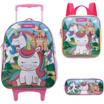 Kit Mochila Rodinhas Lancheira Estojo Xeryus Unicórnio Lilás Kit Mochila Rodinhas Lancheira Estojo Xeryus Unicórnio Lilás