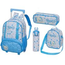 Kit Mochila Rodinhas Lancheira Garrafa Térmica Estojo Tigor T Tigre Glow Pacific