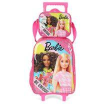 Kit Mochila Rodinhas Lancheira Luxcel Barbie Pink