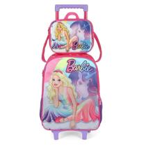 Kit Mochila Rodinhas Lancheira Luxcel Barbie Unicórnio Pink