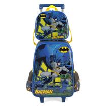 Kit Mochila Rodinhas Lancheira Luxcel Batman Cinza