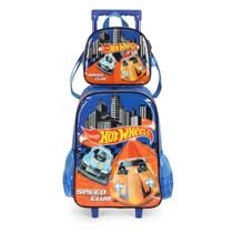 Kit Mochila Rodinhas Lancheira Luxcel Hotwheels Azul Speed Kit Mochila Rodinhas Lancheira Luxcel Hotwheels Azul Speed