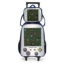 Kit Mochila Rodinhas Lancheira Luxcel Up4You Game Preto