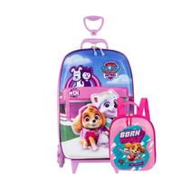 Kit Mochila Rodinhas Lancheira Patrulha Canina 3D Pet Shop