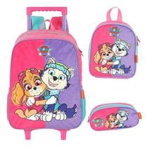 Kit Mochila Rodinhas Lancheira Patrulha Canina Pelúciada
