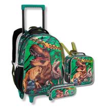 Kit Mochila Rodinhas Lancheira Térmica Estojo Dino Meninos Kit Mochila Rodinhas Lancheira Térmica Estojo Dino Meninos