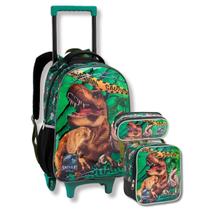 Kit Mochila Rodinhas Lancheira Térmica Estojo Dino Meninos Kit Mochila Rodinhas Lancheira Térmica Estojo Dino Meninos