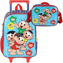 Kit Mochila Rodinhas Lancheira Turma da Mônica Azul Luxcel Kit Mochila Rodinhas Lancheira Turma da Mônica Azul Luxcel