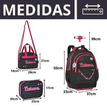 Kit Mochila Rodinhas Luluca Lancheira Térmica Estojo Box Escolar