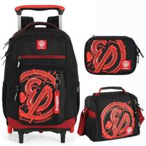 KIT Mochila Rodinhas OFICIAL ENALDINHO Luxcel 49456 Vermelho