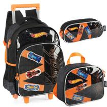 Kit Mochila Rodinhas Oficial Hot Wheels Luxcel Ic41496 Preto